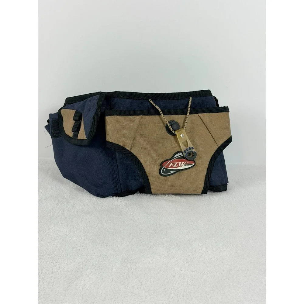 FLW Outdoors Gear Fly Fishing Tackle Fanny Pack Waist Bag  Blue Tan Fish